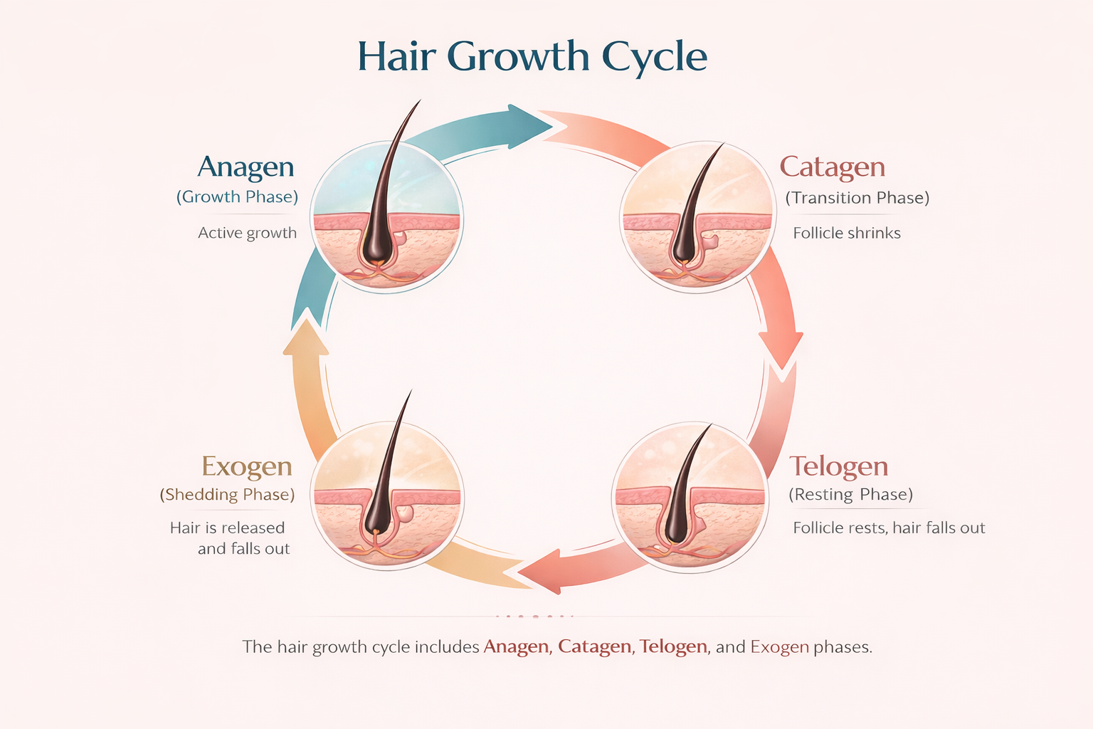 Diagram showing the hair growth cycle and how GFC growth factor concentrate therapy reactivates dormant anagen hair follicles for regrowth — explained by Dr Disha's Hair and Skin Clinic Lucknow